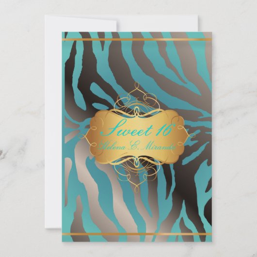 PixDezines Sweet 16/Zebra Strepen Kaart (Voorkant)