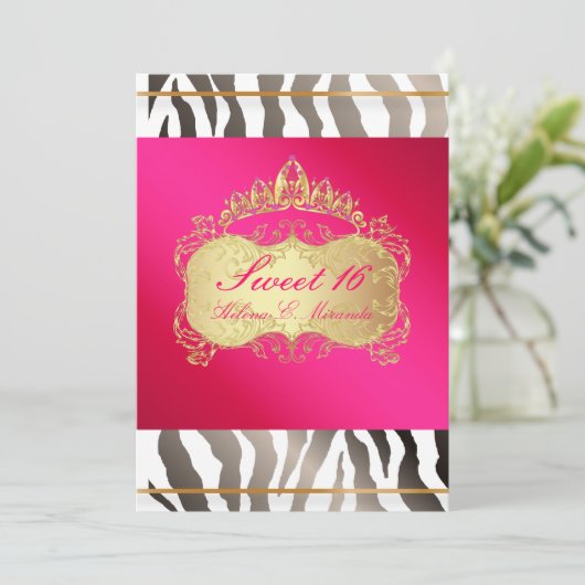 PixDezines Sweet 16/Zebra Stripes Kaart (Staand voorkant)