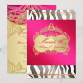 PixDezines Sweet 16/Zebra Stripes Kaart (Voorkant / Achterkant)