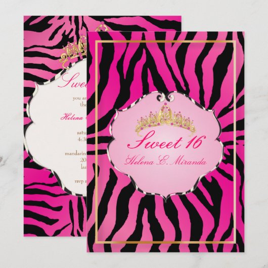 PixDezines Sweet 16/Zebra Stripes Kaart (Voorkant / Achterkant)