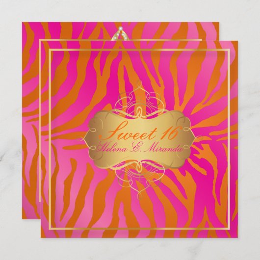 PixDezines Sweet 16/Zebra Stripes Kaart (Voorkant / Achterkant)