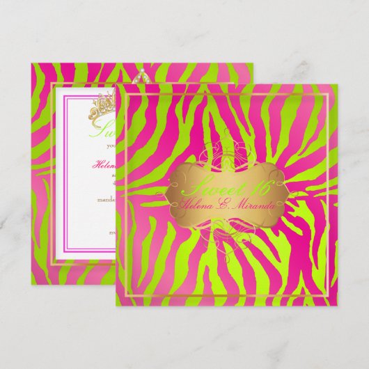 PixDezines Sweet 16/Zebra Stripes Kaart (Voorkant / Achterkant)