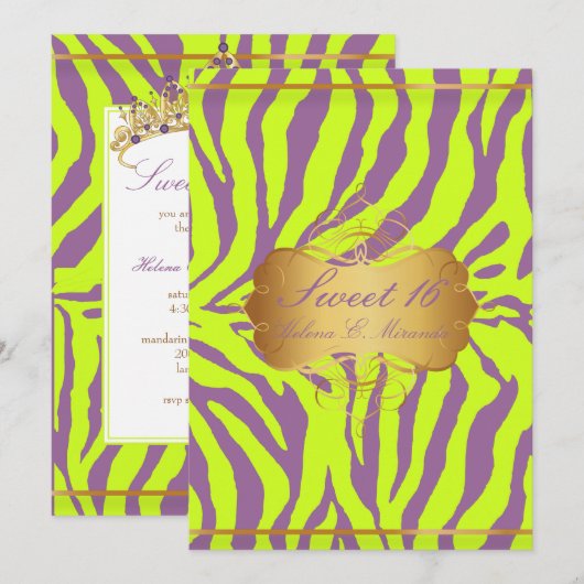 PixDezines Sweet 16/Zebra Stripes Kaart (Voorkant / Achterkant)