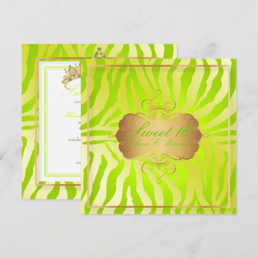 PixDezines Sweet 16/Zebra Stripes Kaart (Voorkant / Achterkant)