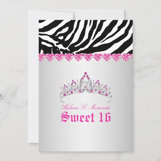 PixDezines Sweet 16/Zebra Stripes Kaart (Voorkant)