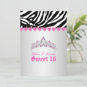PixDezines Sweet 16/Zebra Stripes Kaart (Staand voorkant)