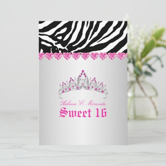 PixDezines Sweet 16/Zebra Stripes Kaart (Staand voorkant)