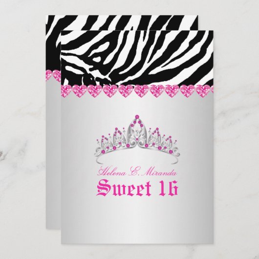 PixDezines Sweet 16/Zebra Stripes Kaart (Voorkant / Achterkant)