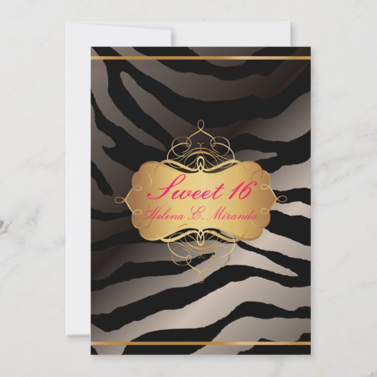PixDezines Sweet 16/Zebra Stripes Kaart (Voorkant)