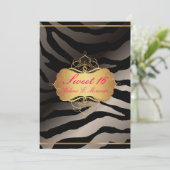 PixDezines Sweet 16/Zebra Stripes Kaart (Staand voorkant)