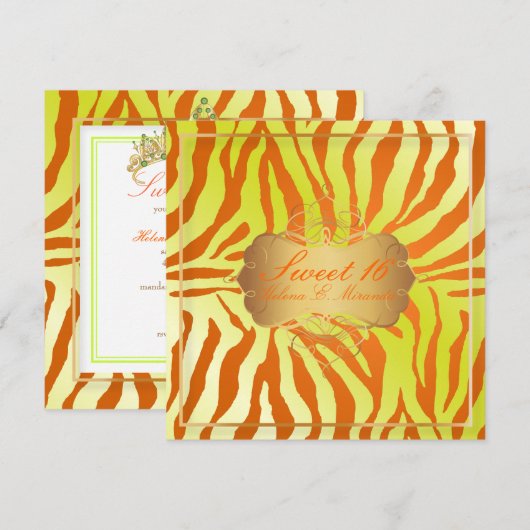 PixDezines Sweet 16/Zebra Stripes Kaart (Voorkant / Achterkant)