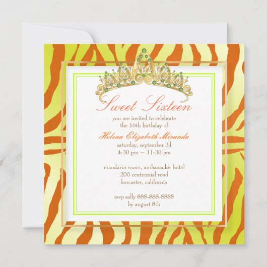 PixDezines Sweet 16/Zebra Stripes Kaart (Achterkant)