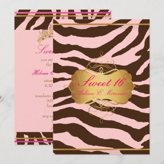 PixDezines Sweet 16/Zebra Stripes Kaart (Voorkant / Achterkant)