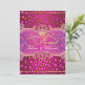 PixDezines Sweet 16Magenta leopard/DIY kleur! Kaart (Staand voorkant)