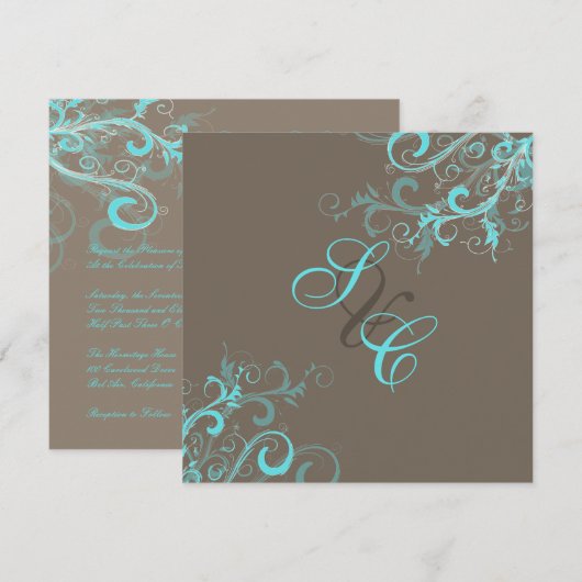 PixDezines Swirls, Aqua + Caca Kaart (Voorkant / Achterkant)