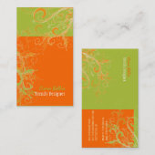 PixDezines Swirls /grannysmith+tangerine Visitekaartje (Voorkant / Achterkant)