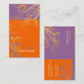 PixDezines Swirls /lila+tangerine Visitekaartje (Voorkant / Achterkant)