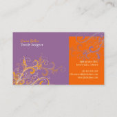 PixDezines Swirls /lila+tangerine Visitekaartje (Achterkant)
