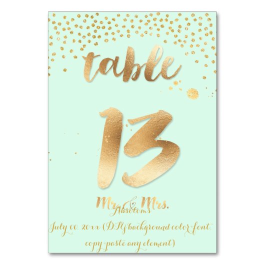 PixDezines tabel 13+/faux gouden sproeiers/DIY kle Kaart (Voorkant)