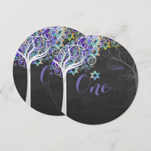 PixDezines tabelnummers boom van leven Mitzvah Kaart (Voorkant / Achterkant)