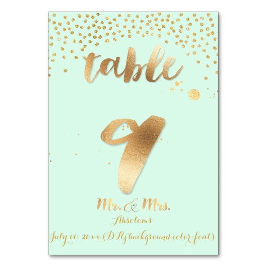 PixDezines tafel 9/gouden sproeiers/DIY kleur/munt Kaart (Voorkant)