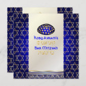 PixDezines talit+kippah/Stylish Bar Mitzvah/Gold Kaart (Voorkant / Achterkant)