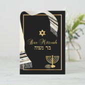 PixDezines talit/kippot/bar mitzvah/zwart/goud Kaart (Staand voorkant)