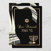PixDezines talit/kippot/bar mitzvah/zwart/goud Kaart (Voorkant / Achterkant)