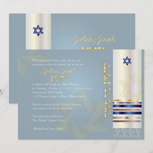 PixDezines talit/Stijlvolle Bar Mitswa/ash/gold Kaart (Voorkant / Achterkant)