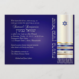 PixDezines talit/Stylish Bar Mitzvah/blue/Silver Kaart