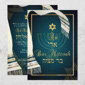 PixDezines talk bar mitzvah/blauwgroen/goud Kaart (Voorkant / Achterkant)