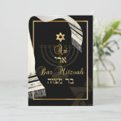 PixDezines talk bar mitzvah/zwart/goud Kaart (Staand voorkant)