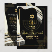 PixDezines talk bar mitzvah/zwart/goud Kaart (Voorkant / Achterkant)