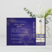 PixDezines talk/Stijlbalk Mitzvah/blauw/goud Kaart (Staand voorkant)