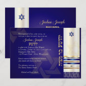 PixDezines talk/Stijlbalk Mitzvah/blauw/goud Kaart (Voorkant / Achterkant)