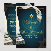 PixDezines tallit bar mitswa/blauwgroen/gold Kaart (Voorkant / Achterkant)