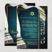 PixDezines tallit Bar Mitswa/donkere turkoois/goud Kaart (Voorkant / Achterkant)