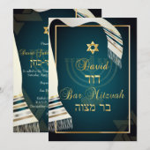 PixDezines Tallit bar mitzvah/blauwgroen/gold Kaart (Voorkant / Achterkant)