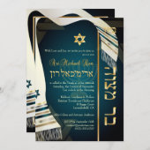 PixDezines tallit Bar Mitzvah/dark teal blue/gold Kaart (Voorkant / Achterkant)