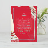 PixDezines TALLIT BAR MITZVAH/RED+SILVER Kaart (Staand voorkant)