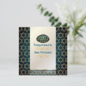 PixDezines tallit+kippah/Stylish Bar Mitzvah/gold Kaart (Staand voorkant)