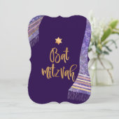 PixDezines Tallit/Lavendel Paarse/Bat Mitswa Kaart (Staand voorkant)