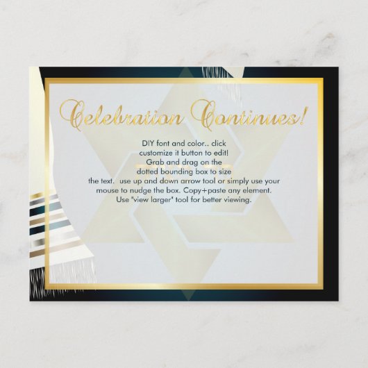 PixDezines Tallit Mitswa Celebration/Blauwgroen Gr Uitnodiging Briefkaart (Achterkant)