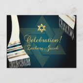 PixDezines Tallit Mitswa Celebration/Blauwgroen Gr Uitnodiging Briefkaart (Voorkant)