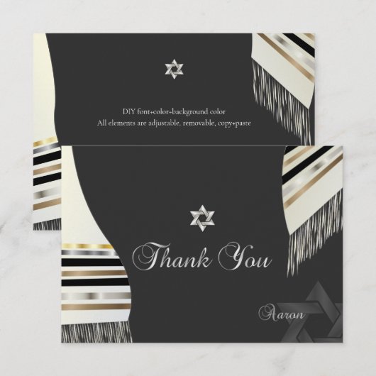 PixDezines tallit mitzvah Bedankkaart (Voorkant / Achterkant)
