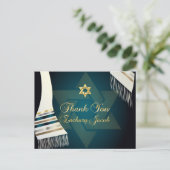 PixDezines Tallit Mitzvah Dank u/Blauwgroen Groen Briefkaart (Staand voorkant)