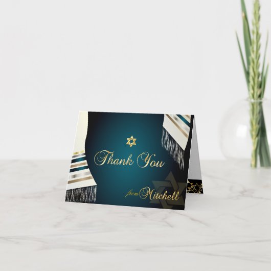 PixDezines Tallit Mitzvah Dank u/DIY kleur Bedankkaart (Voorkant)