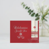 PixDezines tallit mitzvah feestkaart/rood/zilver Kaart (Staand voorkant)