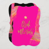 PixDezines Tallit/Pink/Oranje/Bat Mitswa Kaart (Voorkant / Achterkant)