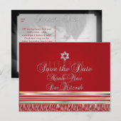 PixDezines TALLIT/RED/MITZVAH SAVE the DATE Aankondigingskaart (Voorkant / Achterkant)